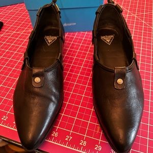 John Fluevog Vigor Black Leather Slip On Shoes Size 11